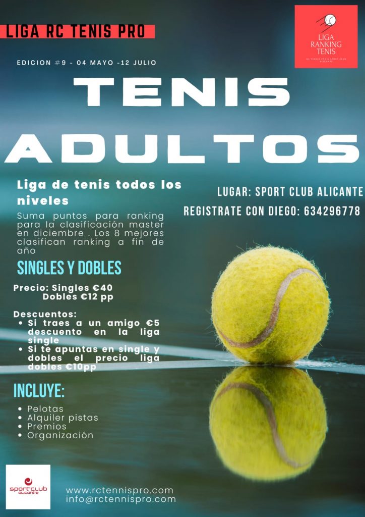 Liga ránking: tenis para adultos de todos los niveles