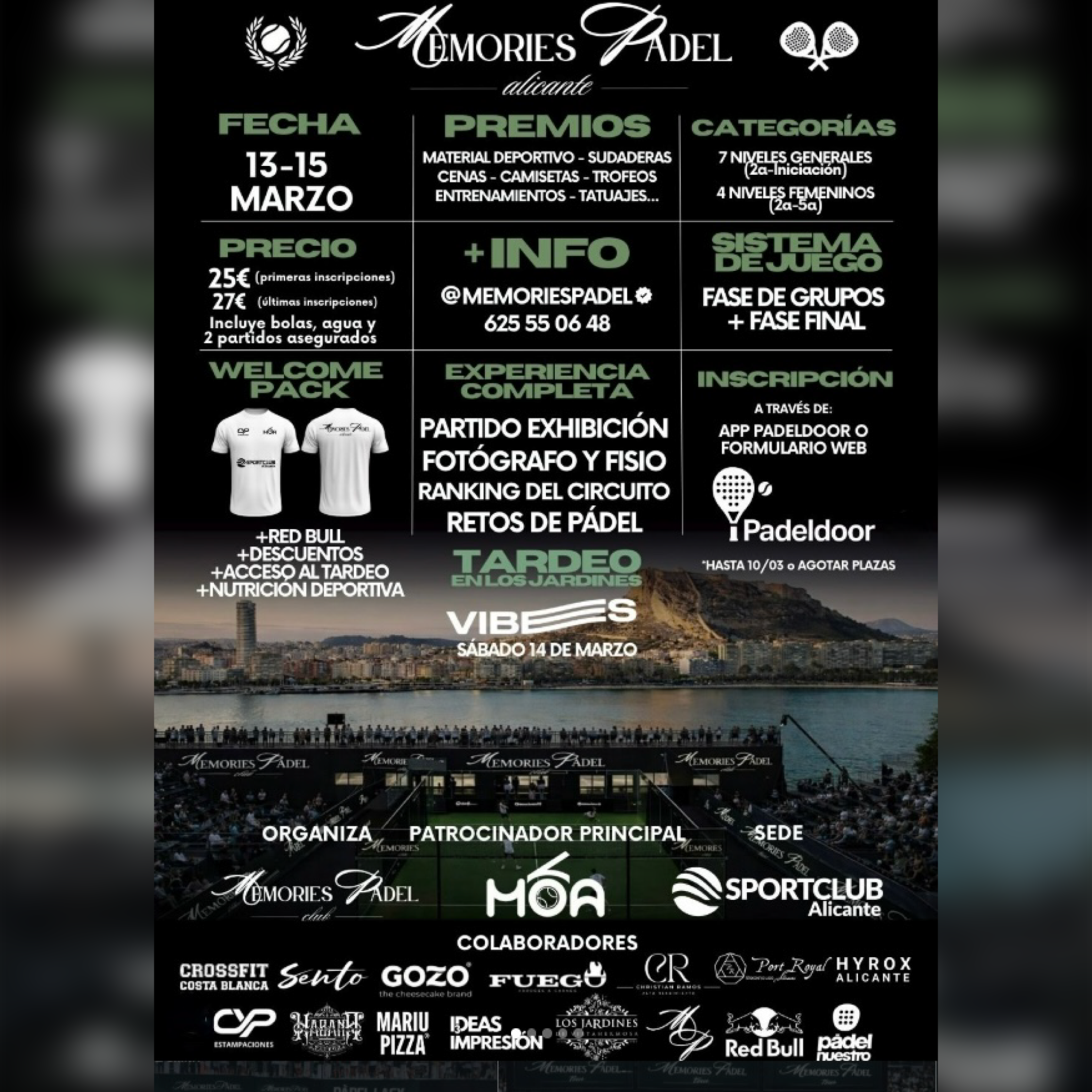 TORNEO MEMORIES PÁDEL – 13 AL 15 DE MARZO – SPORTCLUB ALICANTE